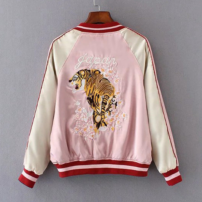 Reversible Tiger Mount Fuji Embroidered Jacket for Women