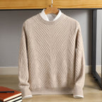 Cashmere Men's Round Neck Padded Sweater