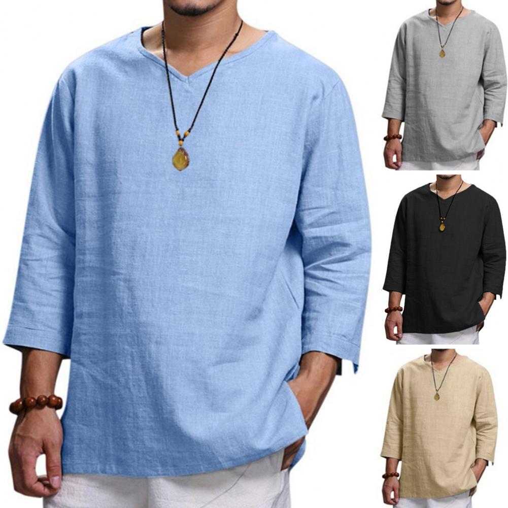 Men's Casual 3/4 Sleeve Loose Pullover Shirt | Streetwear