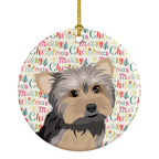 Yorkie Blue and Tan #2 Christmas Ceramic Ornament