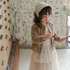 Korean Girl's Long Sleeve Knit Top with Lace Design