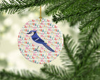 Jay Bird Christmas Ceramic Ornament