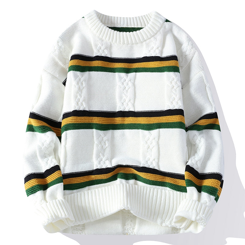 High Elastic Knitted Stripe Sweater for Men 2023