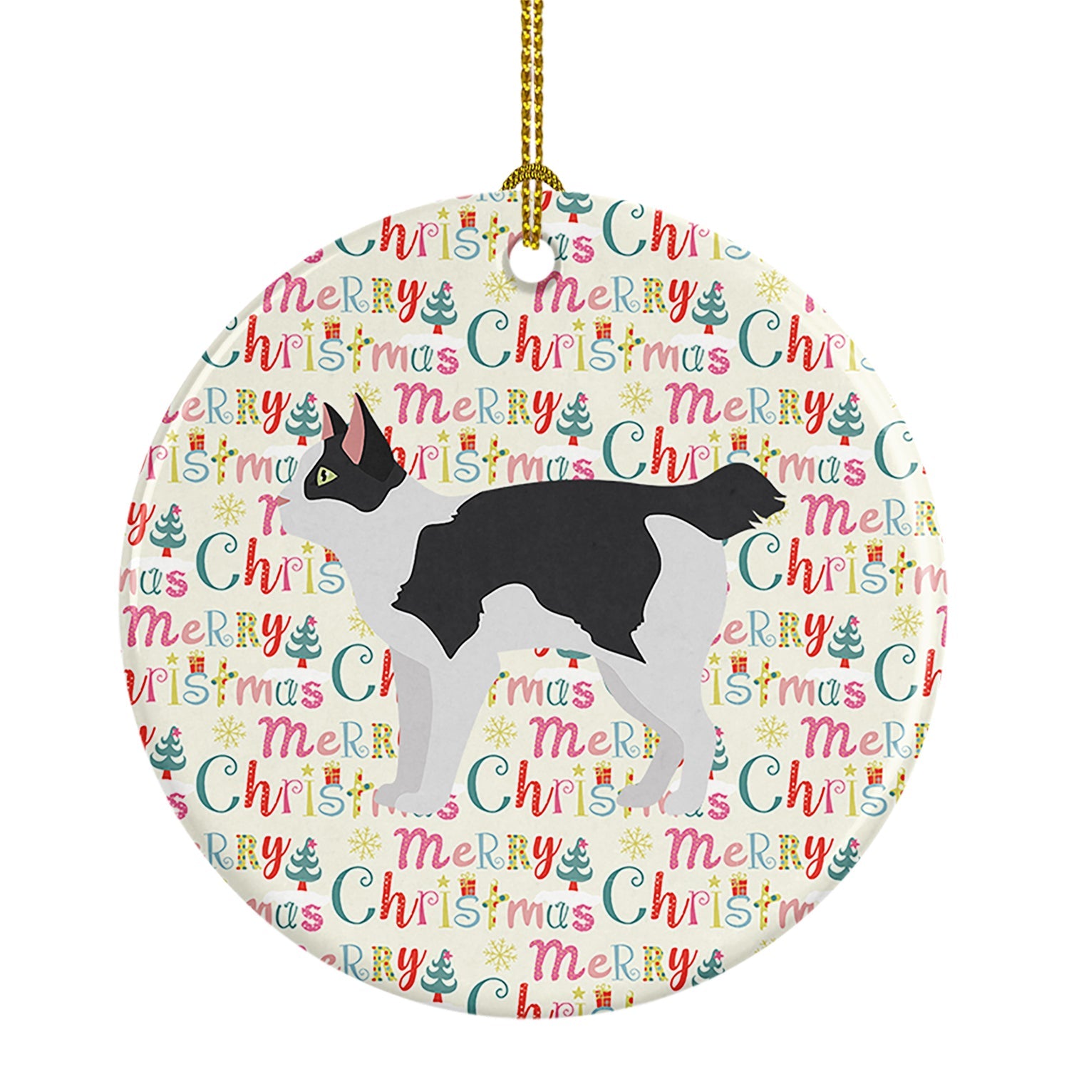 Japanese Bobtail Cat Christmas Ceramic Ornament