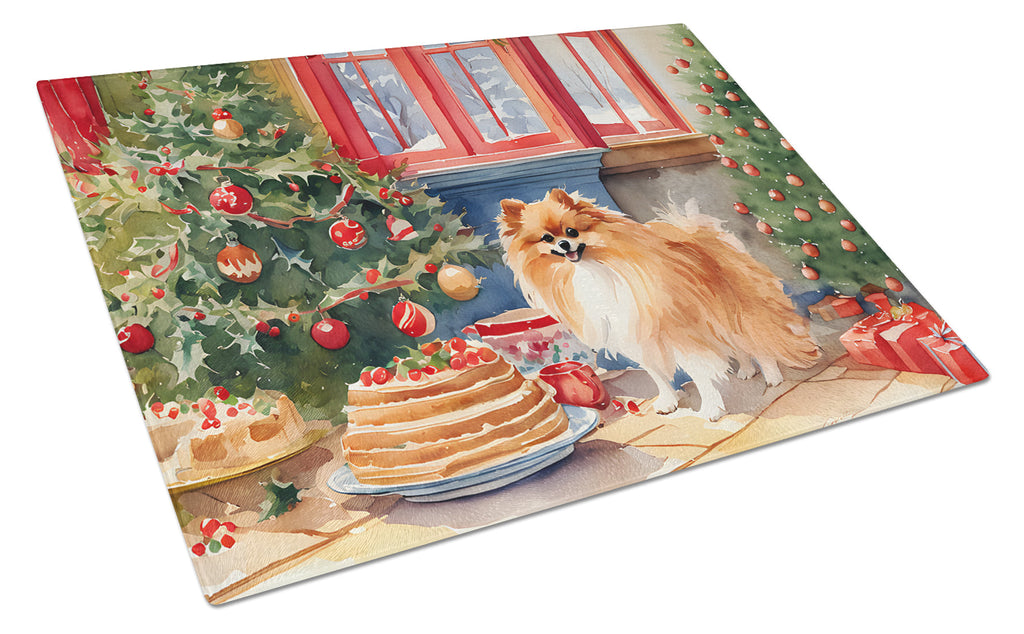 Pomeranian Christmas Cookies Glass Cutting Board