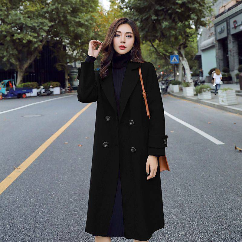 Trendy Smog Blue Women's Wool Coat