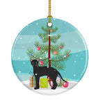 Black German Rex Cat Christmas Ceramic Ornament