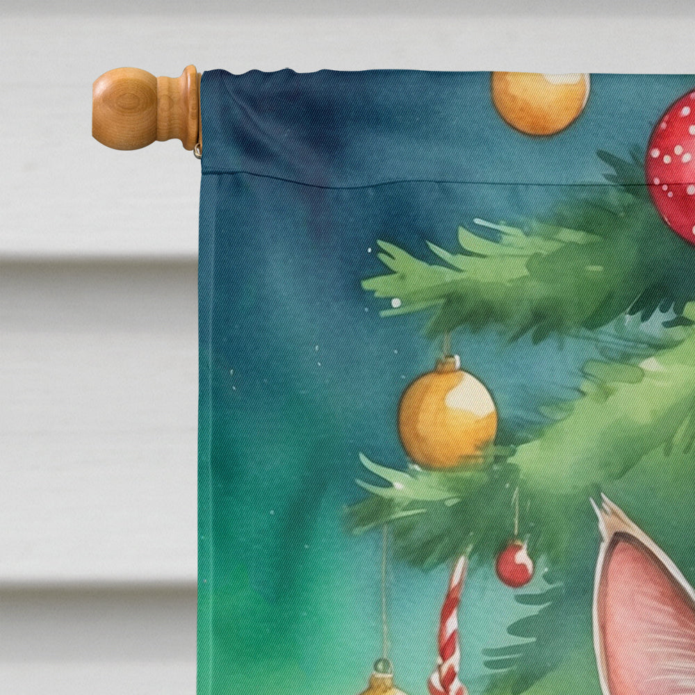Pixie Bob Cat By the Christmas Tree House Flag