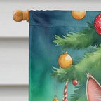 Pixie Bob Cat By the Christmas Tree House Flag