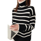 Comfortable Striped Thermal Sweater Top for Casual Wear