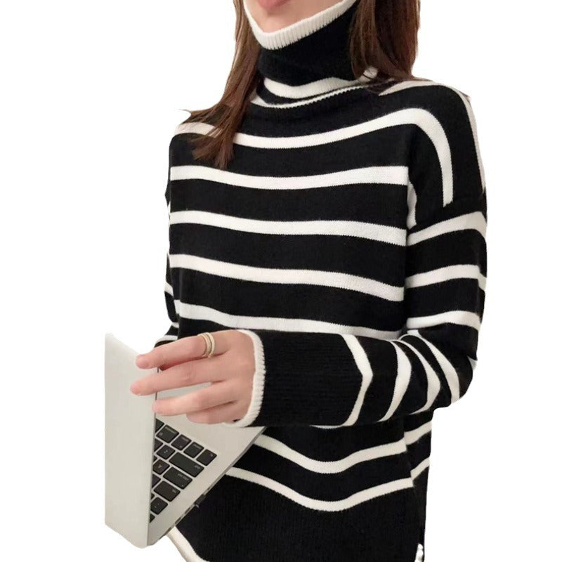 Comfortable Striped Thermal Sweater Top for Casual Wear