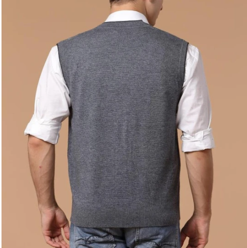 Men's Casual Jacquard Wool Cardigan Vest