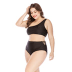 Plus Size High Waist Bikini with Hollow One Shoulder Design