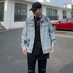 Hip-Hop Loose Embroidered Denim Jacket for Men