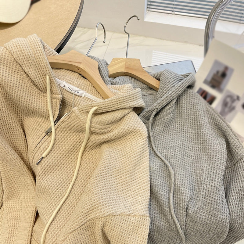 Women's Thermal Cardigan Zip Pullover Sweater Tops | Streetwear