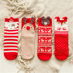 Autumn Winter Colorful Red Cartoon Christmas Socks