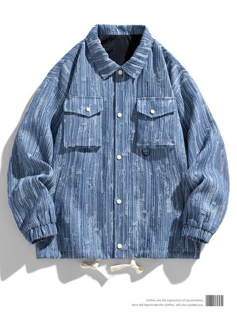 Large Men's Retro Loose-Fitting Work Jacket for Autumn