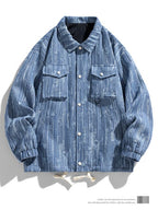 Large Men's Retro Loose-Fitting Work Jacket for Autumn
