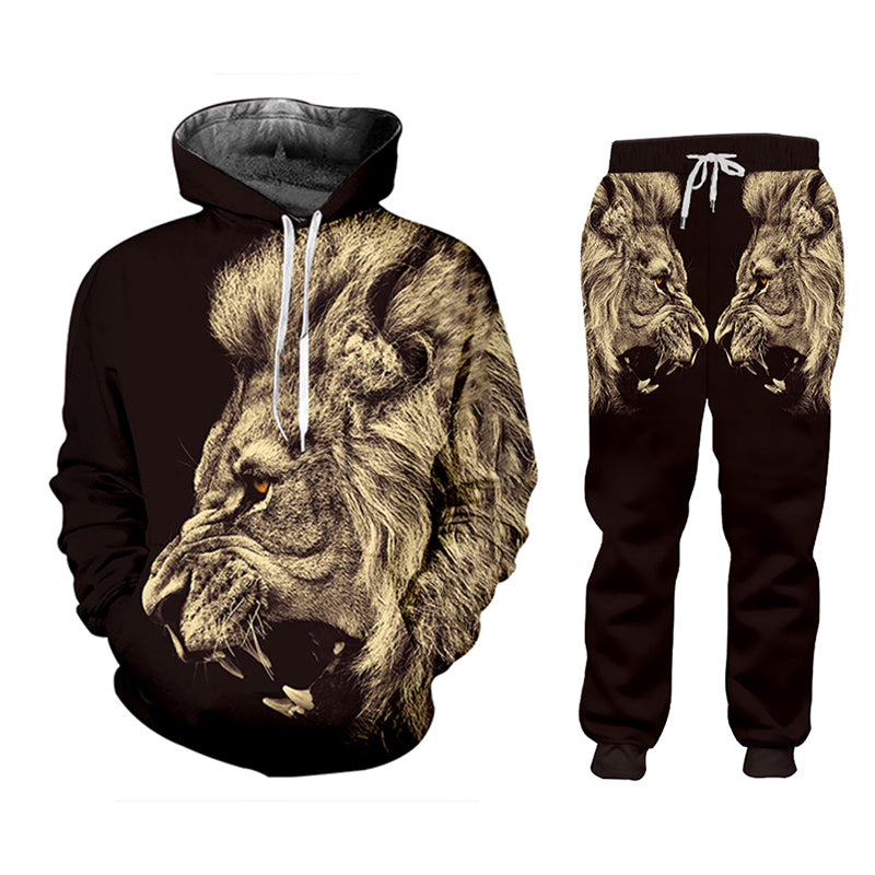 Casual Men's Tracksuit with Hoodie and Printed Pants | Streetwear