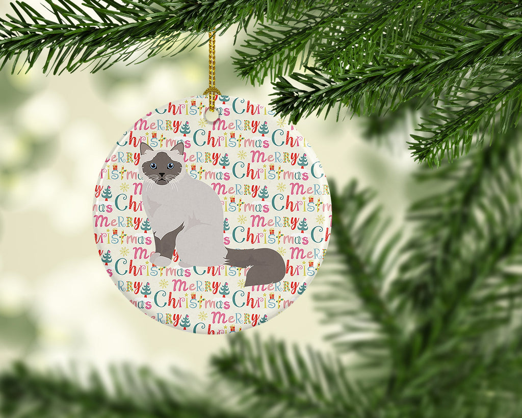 Birman Cat Christmas Ceramic Ornament