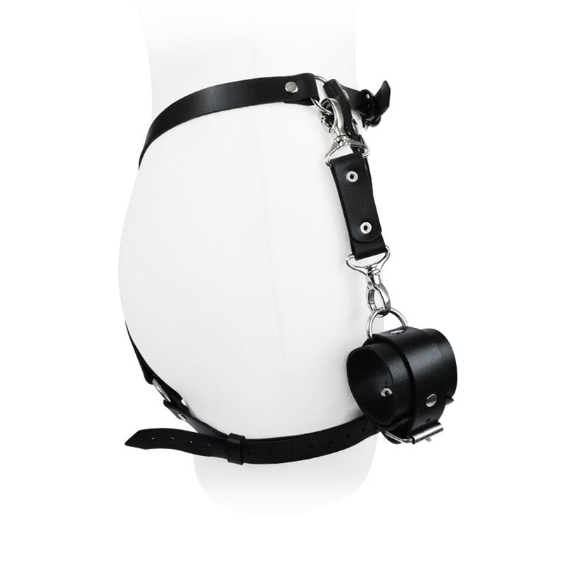 Leather Handcuffs and Panties Set with Bow for Adults
