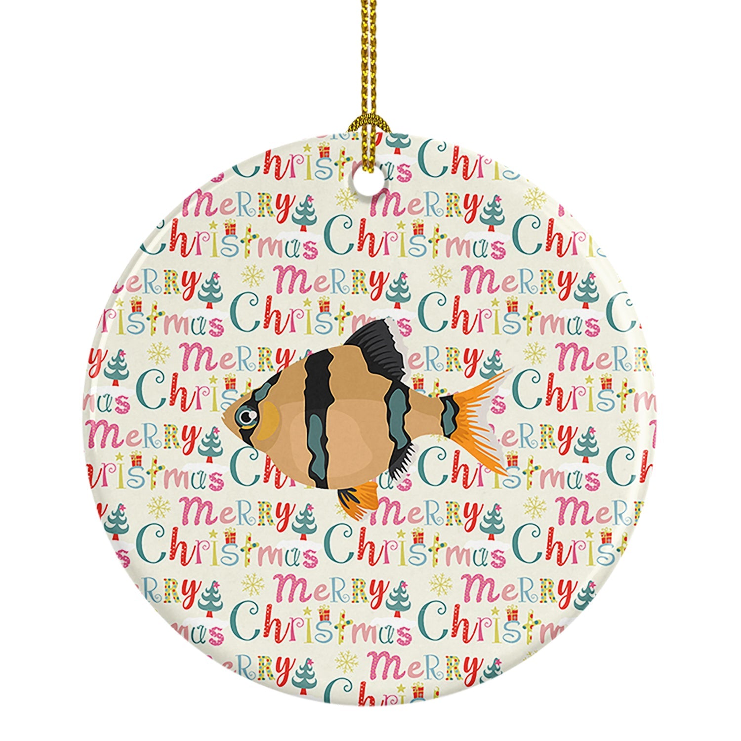 Tiger Barb Christmas Ceramic Ornament
