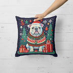 White English Bulldog Christmas Throw Pillow