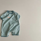 Baby Cotton Dinosaur Print Casual Bodysuit, Short Sleeve