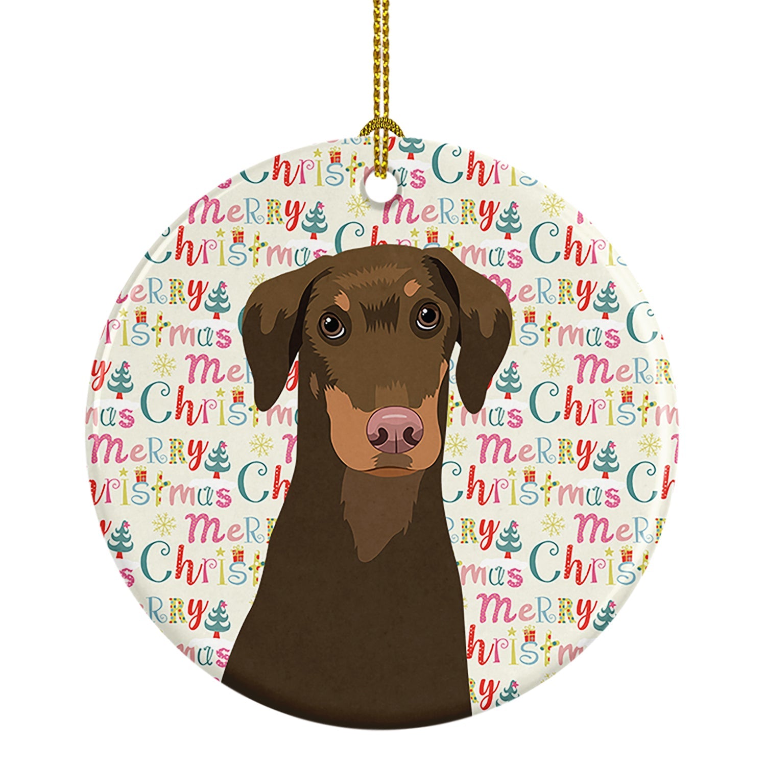 Doberman Pinscher Red and Rust Ears #2 Christmas Ceramic Ornament