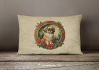 Tibetan Spaniel Christmas Flowers Throw Pillow
