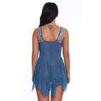 Lace V Neck Mesh Sleepwear Lingerie Set for Women