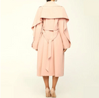 Women's Stylish Mid-Length Solid Color Polo Coat