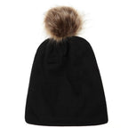 Double-layer Cotton Kids' Pullover Hat with Fur Ball