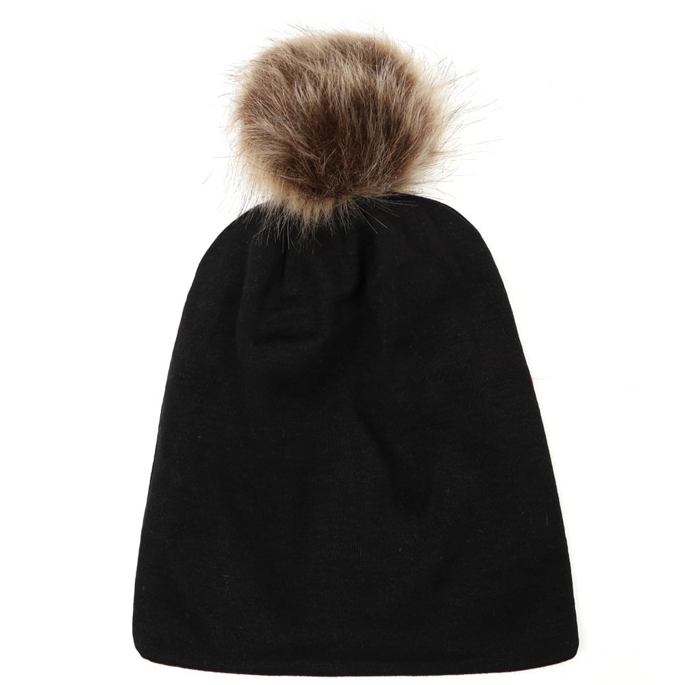 Double-layer Cotton Kids' Pullover Hat with Fur Ball