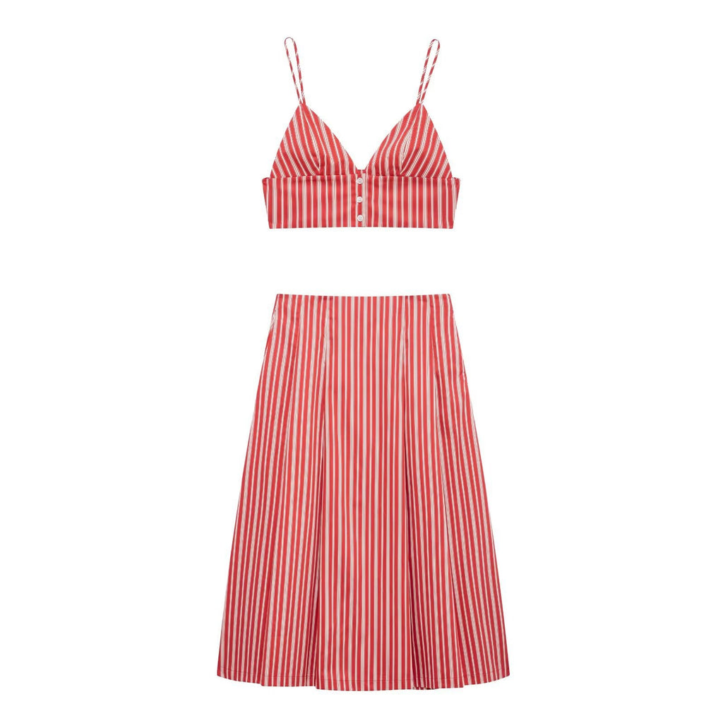 Striped Crop Top & Midi Skirt Set