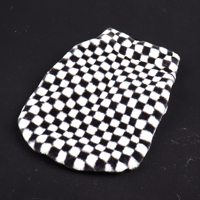 Plaid Plush Coat for Dogs - Checkerboard Design