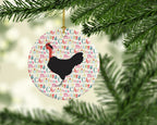 Naked Neck Chicken Christmas Ceramic Ornament