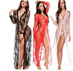 Lace Robe and Long Dress Plus Size Lingerie Set
