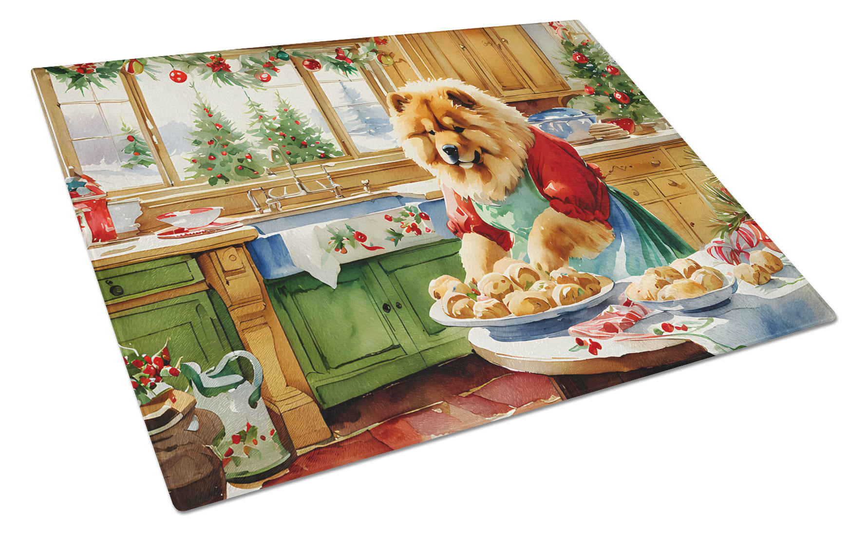 Chow Chow Christmas Cookies Glass Cutting Board