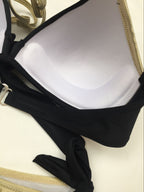 Two-Piece Shiny Fabric Bikini Set for Women