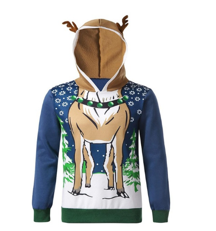 Autumn Men's Jacket with Christmas Reindeer Hoodie | Streetwear