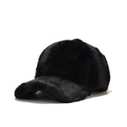 Winter Men's Thick Fleece Rabbit Fur Baseball Cap | Embroidered Cap