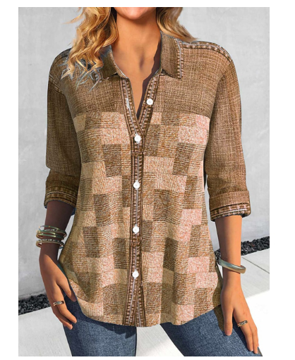 Sophie® Casual Checkered Blouse & Elegant Cardigan (One)