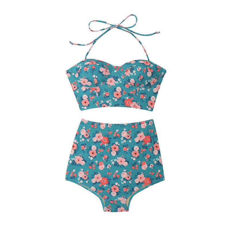 Vintage Floral Two-Piece Women's Bikini Swimsuit