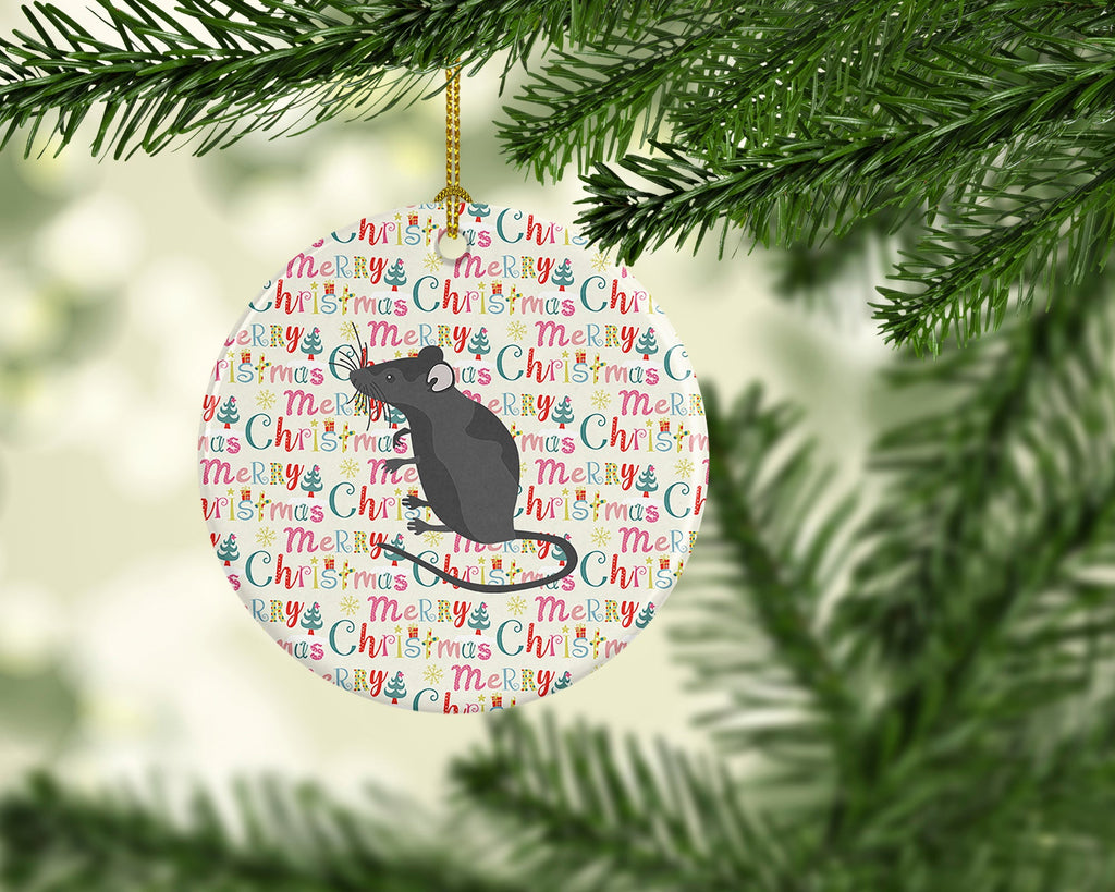 Satin Mouse Christmas Ceramic Ornament