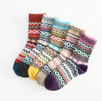 Ethnic Thick Warm Rabbit Wool Socks with Heart Design