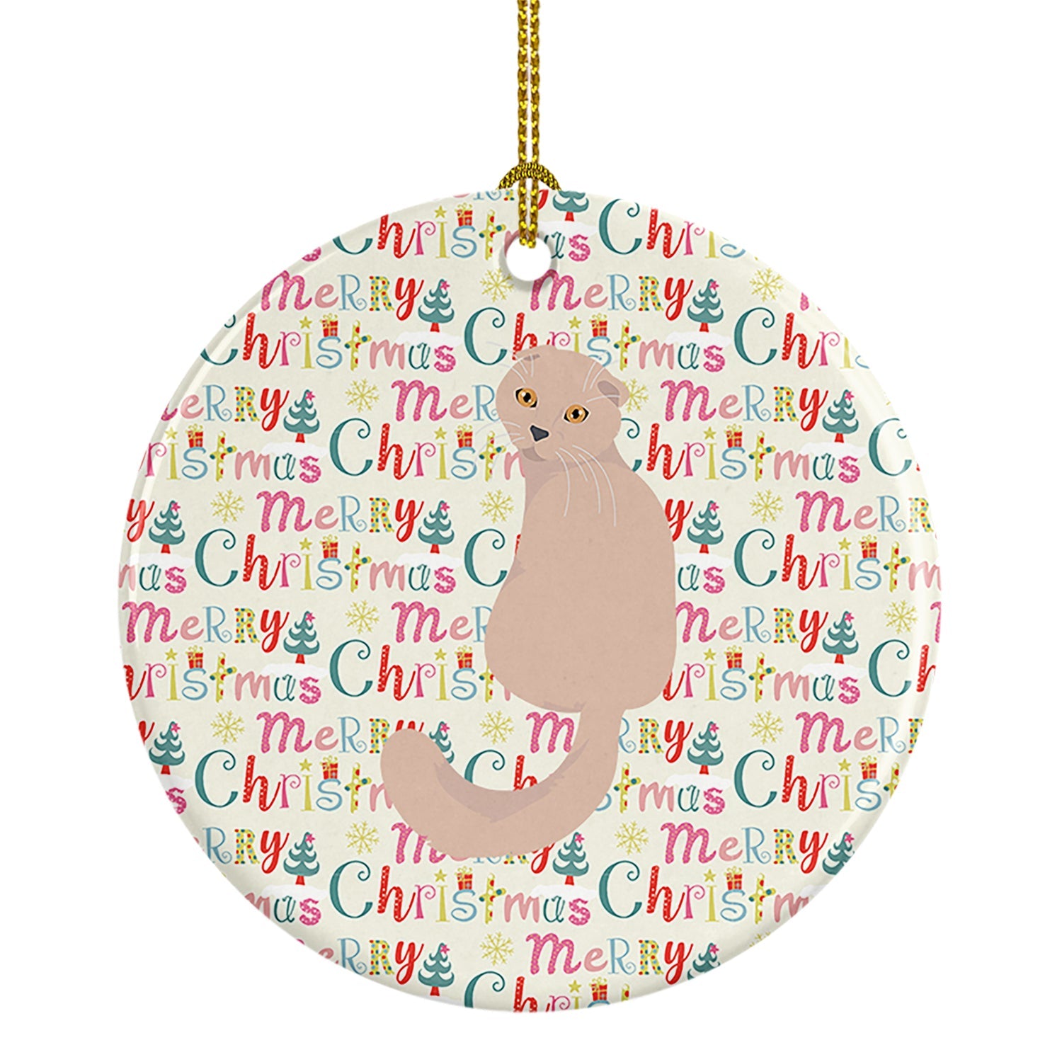 Scottish Fold Cat Christmas Ceramic Ornament