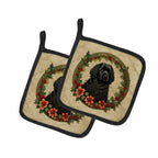 Puli Christmas Flowers Pair of Pot Holders