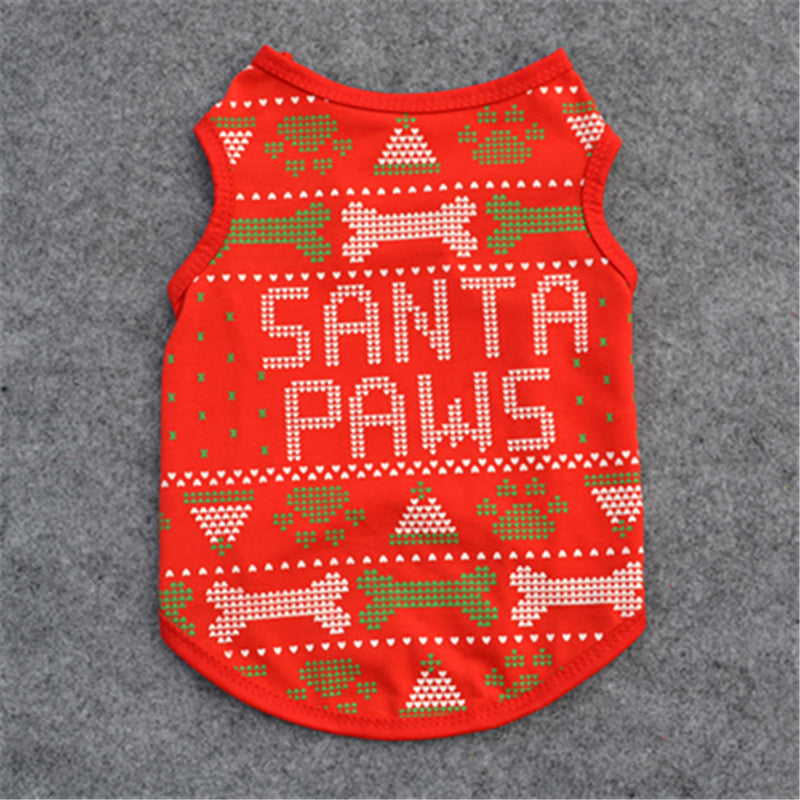 Pet Clothes Cotton Vest for Christmas Celebration