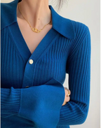 Stylish V-Neck Solid Color Knitted Cardigan